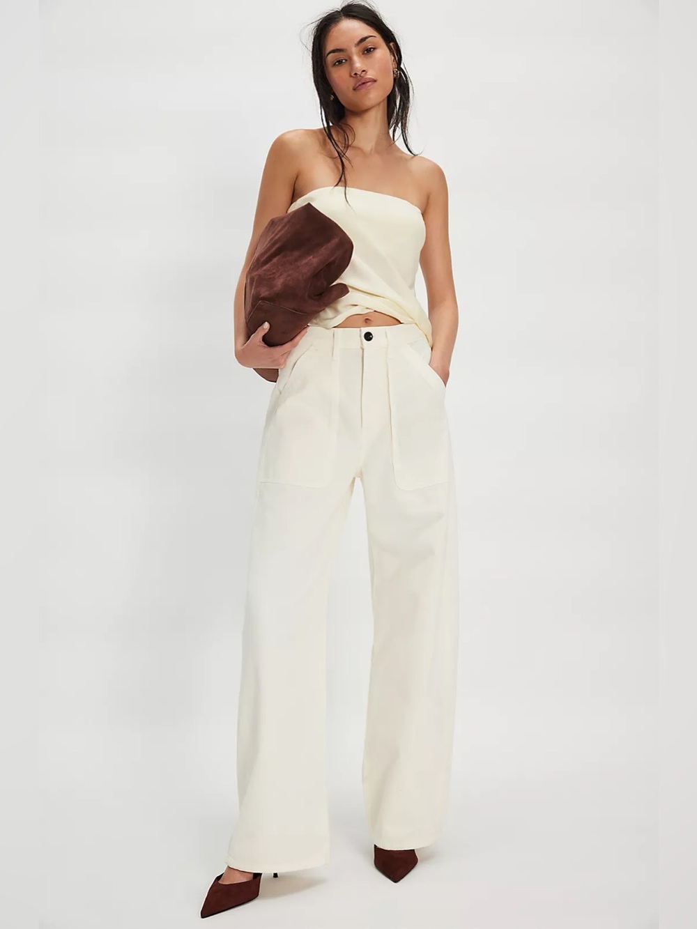 NWT Citizens of Humanity Ayla Cargo Pants Pashmina Off White Size 27